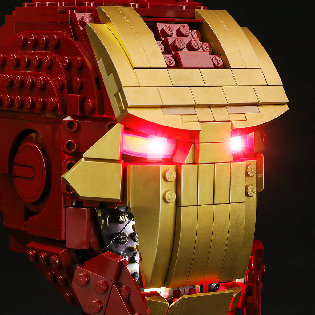 Lego iron man helmet lights sale